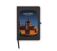 Madrid Spain at Night Travel Destination Notebook, Blank Pages, Faux Leather Cover, Planner, Journal, Workbook