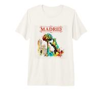 Madrid Spain Bear and Strawberry Tree Urban Watercolor Art Premium T-Shirt
