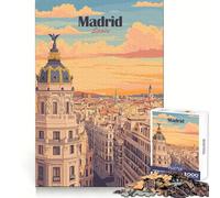 Madrid, Spain Cityscape Illustration Jigsaw Puzzles1000 Pieces Focus Enhance Mind Soothing Fun Smooth Cut Birthday Present size 38x26cm