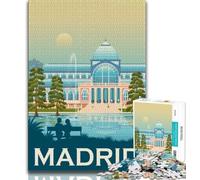 Madrid Spain Cityscape Jigsaw Puzzles for Adults 1000 Pieces,Challenging To Complete But Fun And Humorous with Matching Poster And Trivia Sheet 50x75cm