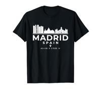 Madrid Spain Coordinates City Skyline Silhouette Spanish Value Graphic T-Shirt