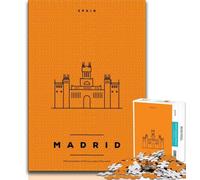 Madrid Spain Jigsaw Puzzles for Adults 1000 Piece,Staycation Kill Time with Fully Interlocking Randomly Shaped Pieces 75x50cm