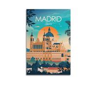 Madrid Spain Vintage Travel Poster Home Decor Wall Art Hanging Picture Print Bedroom Decorative Paintings Room Aesthetic 16x24inch(40x60cm)