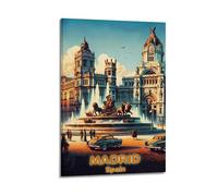 Madrid Spain Vintage Travel Poster Wall Art Scroll Canvas Picture Living Room Decor Home 16x24inch(40x60cm)