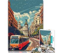 Madrid Street Scene 1000 Piece Jigsaw Puzzle for Adults And Teenagers,Learning Educational Toy for Is Ideal As A Gift for The Whole Family 38x26cm