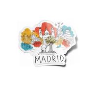 Madrid Travel Souvenir Sticker Pack Water Resistant Vinyl Spain Spain Bear Strawberry Tree Monuments City Tourism Decoration for Computer Bottle and Car Outdoor Decoration 8 cm