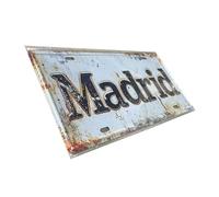 Madrid Vintage Metal Sign - 30x15cm Rustic City Wall Plaque for Bar, Pub, Garage, Man Cave, Home Decor