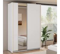 madrid wardrobe 150cm with 2 sliding doors in white and led