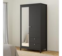 Madrid Wardrobe - 2 Door - 2 Drawer - Combi - Black