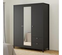 Madrid Wardrobe - 3 Door - 2 Drawer - Combi - Black
