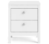 Madrid White 2 Drawer Bedside Cabinet
