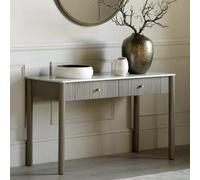 madrid white marble top console table with 2 drawers in grey wash