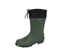 MADSea Men's Boys Wellington Boots Nils-Hannes Half Height Waterproof Unlined Rain Boots with Lace-Up Nylon Cuff, Olive black, 12.5 UK