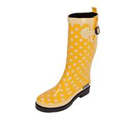 MADSea Ocean Women's Rubber Rain Polka Dot Mid Calf Wellington Boots Yellow Size EU 36, Size:3.5 UK