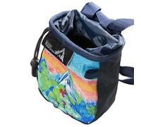 Madu Climb Rock Climbing Bag Sport Climb Chalk Pouch with Zippered Pocket, Brush Holder, Fleece Lining & Drawstring Closure (Blue Art Design)