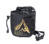 Madu Climb - Rock Climbing Chalk Bag - Chalk Pouch with Zippered Pocket, Brush Holder, Fleece Lining & Drawstring Closure (Black)