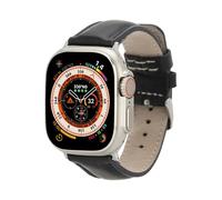 MADUEM Handmade Full-Grain Leather Watch Band for Apple Watch Series 10-1 Compatible with 38 40 41mm Apple Watch Bands for Women & Men 7-9 Inches Size, Black w/Gold Connector&Clasp