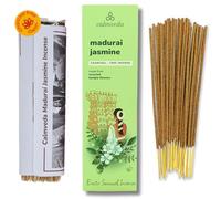 Madurai Jasmine Incense Sticks Exotic - Sensual Aroma (80 Sticks) Charcoal Free, Made from Upcycled Flowers | Rich Decadent from Green, Fruity Yet Creamy Floral | Kama or Love Incense Sticks