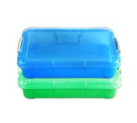 Madzee 15 Inch Portable Sensory Bin Play Tray with Lid (green & blue)