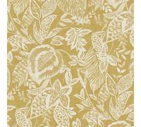 Mae Ochre Wallpaper Grandeco Floral Leaf Jungle Yellow White Textured Vinyl