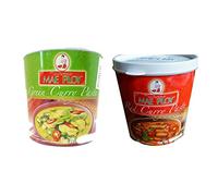 Mae Ploy Thai Cuisine Red Green Curry Paste 35 oz Jar Set (1 Red Curry + 1 Green Curry)