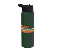 MAE Retro Personalized First Name Vintage Stripes Stainless Steel Insulated Water Bottle