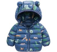 Maeau Baby Boy Girl Winter Puffer Jacket Printed Cute Bear Hooded Coat Zipper Lightweight Padded Down Jacket Outerwear B Blu 12-18 M