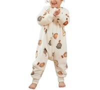Maeau Baby Falnnel Sleepsuit Soft Warm Fuzzy Fleece Romper Jumpsuit Toddler Boys Girls Footless Sleepsuit Hoodless Pyjamas Sleepwear Nightwear A-White Bear 4-5 Y