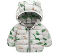 Maeau Baby Hooded Down Jacket Toddler Boys Girls Printed Puffer Coat Cute Warm Winter Padded Snowsuit Outerwear B Grey 2-3 T