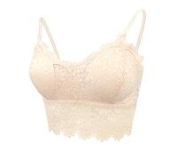 Maeau - Bandeau Bra with Straps Women Sling Lace Bra Sunflower Unlined Underwire Bralette V-Neck Soft Camisole with Removable Pads Plus Size Bralette - XL - Nude