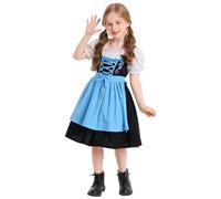 Maeau Girls Dress Oktoberfest Dresses for Teen Toddler Girls German Bavarian Traditional Kids Dirndl Dress with Maid Apron Halloween Outfit Maid Dresses Blue 14-16 Years