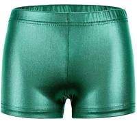 Maeau Girls Gymnastic Shorts 1PC Shiny Ballet Dance Short Kid Girls Activewear Shorts Gym Sports Yoga Cycling Running Booty Shorts Dark Green 9-10 Y
