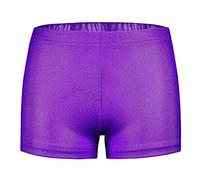 Maeau Girls Gymnastic Shorts, 1PC Shiny Ballet Dance Short, Kid Girls Activewear Shorts, Gym Sports Yoga Cycling Running Booty Shorts for Kid Girls Purple 120