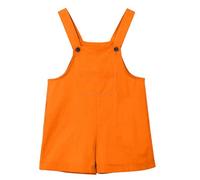 Maeau Girls One Piece Dungaree Baby Kids Overalls Short Jumpsuits Cotton Romper with Adjustable Straps Sleeveless School Street Outdoor Loose Tracksuit Shorts Orange 5-6 Years