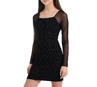 Maeau Girls Wrap Dress Sequin Ruched Cocktail Party Wedding Bodycon Mini Dress Long Sleeve Mesh Elegant Evening Prom Ball Formal Gown Black 13 Years