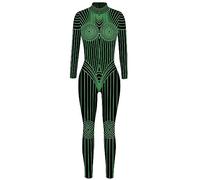 Maeau - Halloween Costumes for Women Skeleton Jumpsuit 3D Print Bodysuit Long Sleeve Party Scary Costume