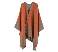 Maeau - Ladies Shawl Warm Open Front Elegant Poncho Cape Wrap Super Soft Fashion Scarves for Winter Autumn - Orange