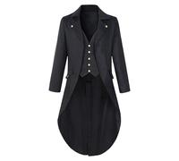 Maeau - Mens Vintage Tailcoat Jacket Medieval Tuxedo Retro Victorian Jacket Steampunk Gothic Victorian Frock Coat Long Pirate Party Outfits Black