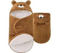 Maeau Newborn Baby Hooded Swaddle Blanket Soft Plush Receiving Blanket Wrap Warm Thick Bear Baby Infant Boys Girls Clothes A Brown 6 Months