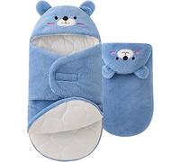 Maeau Newborn Baby Hooded Swaddle Blanket Soft Plush Receiving Blanket Wrap Warm Thick Bear Baby Infant Boys Girls Clothes A Blu 9 Months
