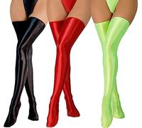 Maeau - Shiny Stockings for Women Thigh-High Stockings Hold Up Stockings Long Stock for Dating Club