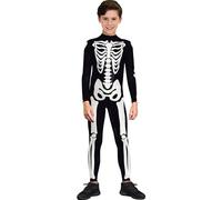 Maeau Skeleton Halloween Costume Kids Skeleton Jumpsuit Outfit Child Long Sleeve Playsuit Boys Skull Bodysuit Black 3-4 Years
