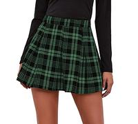 Maeau - Skirt Women Pleated Skirt Plaid A-line Skirt Short Mini Skater Skirt High Waist Classic Vintage Skirt for Daily Party Date - XL - Green