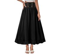 Maeau--Women Renaissance Skirt Victorian Skirt Vintage Gothic Skirts Goth Punk Skirt High Waist Medieval Skirt Ladies A-Line Maxi Skirts Black