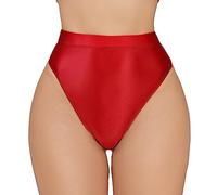Maeau Women Shiny Oily Thong Panties Seamless Underwear Stretchy Briefs G-Strings Knickers Invisible Hipster Panties Ladies Lingerie M L XL XXL XXL Red
