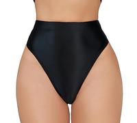 Maeau Women Shiny Oily Thong Panties Seamless Underwear Stretchy Briefs G-Strings Knickers Invisible Hipster Panties Ladies Lingerie M L XL XXL XXL Black