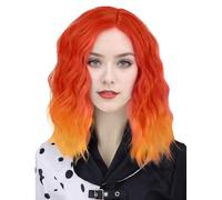 Maeau Women's Wigs Curly Shoulder Length Wigs Synthetic Bob Wig Colour Gradient Carnival Wigs Synthetic Fibre Wave Orange Wigs for Party Fancy Dress