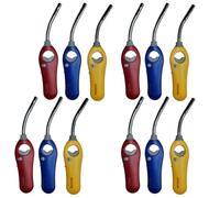 MAECENA 12pcs Refillable Flexible Neck BBQ Lighter Windproof Butane Gas Lighter for Kitchen, BBQ, Candles, Camping & Fireworks Adjustable Flame & Safety Lock Multipurpose