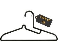 MAECENA 25PK Plastic Hangers | Heavy Duty Plastic Hanger and Clothes Hangers | Adult Coat Hangers Black Colour | Lightweight Space Saving Laundry Hangers