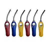 MAECENA 6pcs Refillable Flexible Neck BBQ Lighter Windproof Butane Gas Lighter for Kitchen, BBQ, Candles, Camping & Fireworks Adjustable Flame & Safety Lock Multipurpose